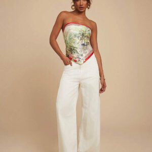 Travachic Foulard imprimé tropical pour femme, Top de type foulard