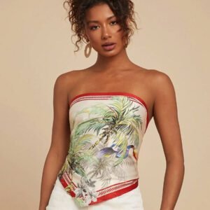 Travachic Foulard imprimé tropical pour femme, Top de type foulard
