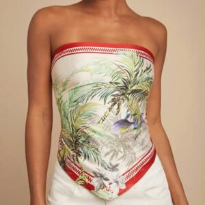 Travachic Foulard imprimé tropical pour femme, Top de type foulard