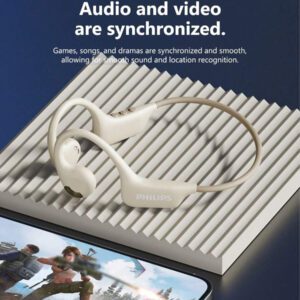 PHILIPS Casque Bluetooth PHILIPS TAA1708, crochet d'oreille son ambiophonique HIFI, audio directionnel, pour sport, course à pied, cyclisme, longue durée de vie de la batterie, annulation du bruit, appel, musique, jeux, casque sans fil à écouteurs ouverts, compatible avec les smartphones et les ordinateurs