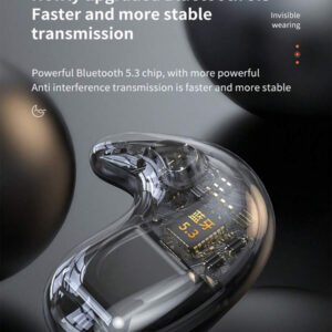 X55 Écouteurs sans fil ultra-minces, 35 heures de temps de jeu, design incliné latéral confortable pour le sommeil, capacité de batterie de 150 mAh, contrôle tactile, appels stéréo haute définition - Écouteurs intra-auriculaires antibruit pour les sports, les salles de sport, les voyages et le travail