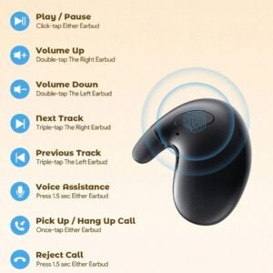 Teckwe Écouteurs sans fil, casque d'écoute de sommeil intra-auriculaire avec écran LED numérique 5.1, diaphragme acoustique bio-imité à huit noyaux. Cadeau de la Saint-Valentin, cadeau de Noël, indispensables pour l'automne et l'hiver, accessoires de camping, fournitures de camping, indispensables de vacances