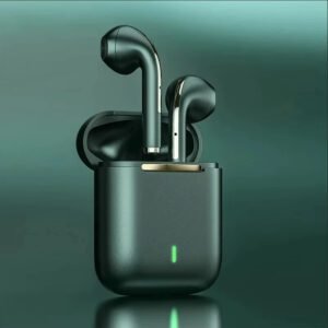 Écouteurs sans fil J18 TWS Bluetooth 200mAh Casque HiFi Musique Réduction de bruit Pop Up Mini Intra-auriculaires de sport avec micro Écouteurs pour écoute stéréo HiFi sans fil binaural Pop Up Mini TWS Casque antibruit