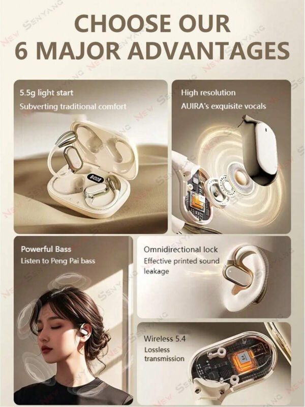 NEW SENYANG Nouveau casque d'écoute sans fil sur l'oreille Senyang, oreillettes de jeu vidéo TWS HIFI Dolby Bass 9D stéréo, appels HD compatibles avec Android et iPhone, écouteurs sport intelligents – Image 3