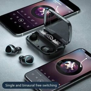 Écouteurs Bluetooth TWS mains libres avec affichage LED, écouteurs Bluetooth audio stéréo Hi-Fi, écouteurs sans fil étanches pour jeux, 400mAh