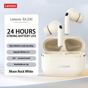 Lenovo Écouteurs sans fil mini Lenovo EA230 Véritable sans fil, Bluetooth 5.4, écouteurs gaming à faible latence, contrôle tactile, longue durée de vie de la batterie, voix HD avec micro réduction de bruit, écouteurs sans fil intra-auriculaires