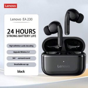 Lenovo Écouteurs sans fil mini Lenovo EA230 Véritable sans fil, Bluetooth 5.4, écouteurs gaming à faible latence, contrôle tactile, longue durée de vie de la batterie, voix HD avec micro réduction de bruit, écouteurs sans fil intra-auriculaires