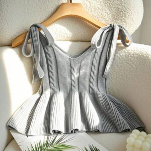 Flirla Top en tricot avec nœuds