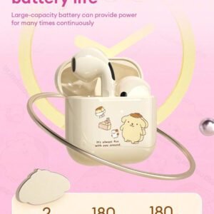 Sanrio Écouteurs Bluetooth Sanrio KUROMI EJ-116 nouvelle version, intra-auriculaires, mini, pour la course, le sport, le jeu, faible latence, graves puissants, très longue autonomie, haute qualité sonore Hi-Fi, commande tactile intelligente, écouteurs sans fil portables, compatibles avec les smartphones et tablettes