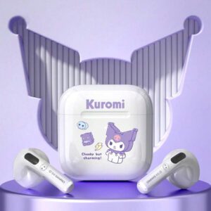 Sanrio Écouteurs Bluetooth Sanrio KUROMI EJ-116 nouvelle version, intra-auriculaires, mini, pour la course, le sport, le jeu, faible latence, graves puissants, très longue autonomie, haute qualité sonore Hi-Fi, commande tactile intelligente, écouteurs sans fil portables, compatibles avec les smartphones et tablettes