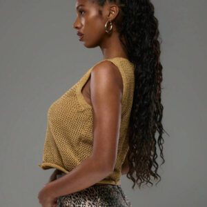 MUSERA Chemisier tricoté sans manches avec détail de gros boutons, top au crochet pour le printemps et l'été