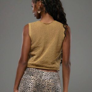 MUSERA Chemisier tricoté sans manches avec détail de gros boutons, top au crochet pour le printemps et l'été