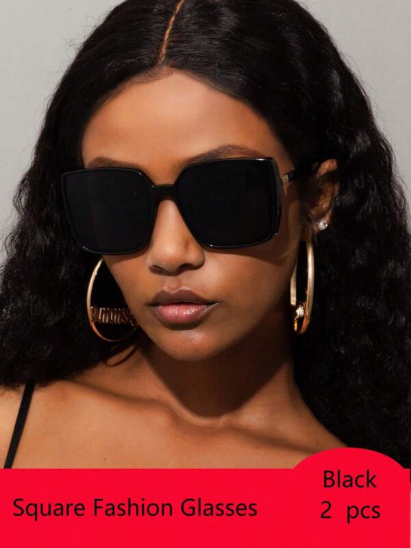 1 pièce Lunettes carrées surdimensionnées élégantes au style rétro, en plastique, pour femmes. Modèle simple et chic, à l'allure européenne et américaine, dans un style mode . Convient pour un usage quotidien, les vacances et les voyages à la plage. Accessoire mode femme pour les tenues d'été, de plage, de voyage, de sortie, de travail et de cadeaux – Image 7