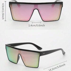 1 pièce Lunettes de soleil carrées en plastique décorées à la mode pour femmes, accessoires de plage, lunettes de soleil d'été, accessoires de voyage et de vacances, élégant pour les sorties en famille, les voyages, les vacances à la plage
