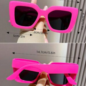 1 pièce Lunettes de soleil carrées en plastique décorées à la mode pour femmes, accessoires de plage, lunettes de soleil d'été, accessoires de voyage et de vacances, élégant pour les sorties en famille, les voyages, les vacances à la plage