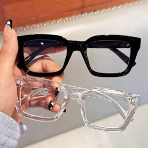 1/2 pièces Élégantes lunettes carrées en plastique multicolores pour femmes, lunettes de vue casual, meilleur choix pour la rentrée scolaire et un usage quotidien