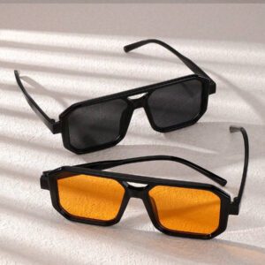 1 pièce / 2 pièces / 3 pièces Lunettes de mode femme à double pont et cadre rectangulaire. Accessoires de plage pour femmes. assorties pour tenues femmes automne-hiver, casual d'affaires, cadeaux pour vacances d'été à la plage, extérieur, voyage. Style surdimensionné oversize pour sorties, rentrée scolaire