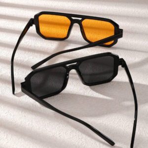 1 pièce / 2 pièces / 3 pièces Lunettes de mode femme à double pont et cadre rectangulaire. Accessoires de plage pour femmes. assorties pour tenues femmes automne-hiver, casual d'affaires, cadeaux pour vacances d'été à la plage, extérieur, voyage. Style surdimensionné oversize pour sorties, rentrée scolaire