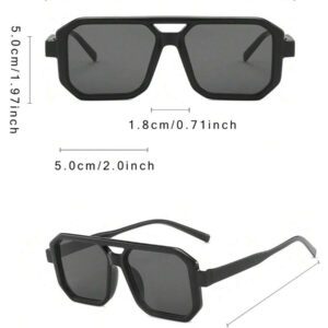 1 pièce / 2 pièces / 3 pièces Lunettes de mode femme à double pont et cadre rectangulaire. Accessoires de plage pour femmes. assorties pour tenues femmes automne-hiver, casual d'affaires, cadeaux pour vacances d'été à la plage, extérieur, voyage. Style surdimensionné oversize pour sorties, rentrée scolaire