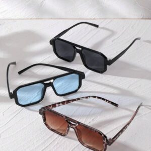 1 pièce / 2 pièces / 3 pièces Lunettes de mode femme à double pont et cadre rectangulaire. Accessoires de plage pour femmes. assorties pour tenues femmes automne-hiver, casual d'affaires, cadeaux pour vacances d'été à la plage, extérieur, voyage. Style surdimensionné oversize pour sorties, rentrée scolaire