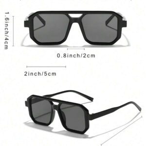1 pièce / 2 pièces / 3 pièces Lunettes de mode femme à double pont et cadre rectangulaire. Accessoires de plage pour femmes. assorties pour tenues femmes automne-hiver, casual d'affaires, cadeaux pour vacances d'été à la plage, extérieur, voyage. Style surdimensionné oversize pour sorties, rentrée scolaire