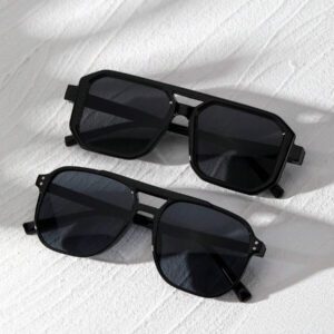 1 pièce / 2 pièces / 3 pièces Lunettes de mode femme à double pont et cadre rectangulaire. Accessoires de plage pour femmes. assorties pour tenues femmes automne-hiver, casual d'affaires, cadeaux pour vacances d'été à la plage, extérieur, voyage. Style surdimensionné oversize pour sorties, rentrée scolaire