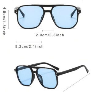 1 pièce / 2 pièces / 3 pièces Lunettes de mode femme à double pont et cadre rectangulaire. Accessoires de plage pour femmes. assorties pour tenues femmes automne-hiver, casual d'affaires, cadeaux pour vacances d'été à la plage, extérieur, voyage. Style surdimensionné oversize pour sorties, rentrée scolaire