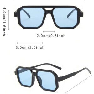 1 pièce / 2 pièces / 3 pièces Lunettes de mode femme à double pont et cadre rectangulaire. Accessoires de plage pour femmes. assorties pour tenues femmes automne-hiver, casual d'affaires, cadeaux pour vacances d'été à la plage, extérieur, voyage. Style surdimensionné oversize pour sorties, rentrée scolaire