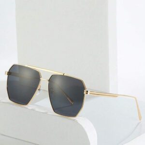 1 pièce Lunettes de mode carrées à double pont futuriste en métal de style Y2K, polyvalentes et