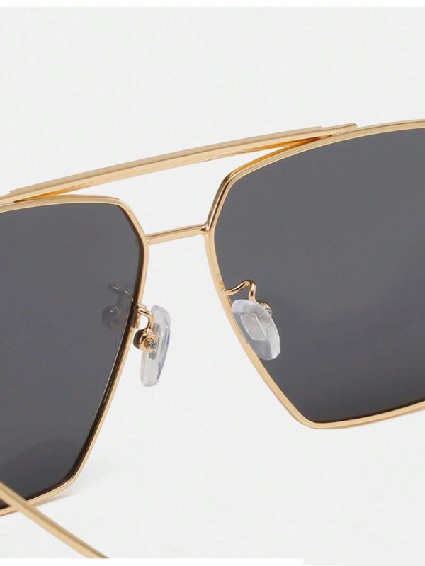 1 pièce Lunettes de mode carrées à double pont futuriste en métal de style Y2K, polyvalentes et – Image 4