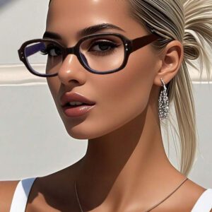 1 pièce Lunettes noires rétro style riz pour femmes. Lunettes de mode casual pour la lecture quotidienne, les déplacements professionnels, les tenues de plage, les accessoires vintage Y2K, les tenues casual chic et les cadeaux