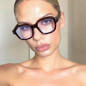 1 pièce Lunettes noires rétro style riz pour femmes. Lunettes de mode casual pour la lecture quotidienne, les déplacements professionnels, les tenues de plage, les accessoires vintage Y2K, les tenues casual chic et les cadeaux