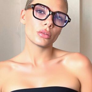 1 pièce Lunettes noires rétro style riz pour femmes. Lunettes de mode casual pour la lecture quotidienne, les déplacements professionnels, les tenues de plage, les accessoires vintage Y2K, les tenues casual chic et les cadeaux