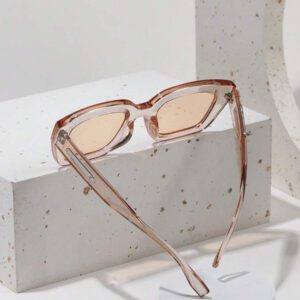 Lunettes de mode carrées de style bohème rétro, décontractées, accessoires de plage pour femmes, pour les vacances d'été à la plage, les sorties, les voyages. Décoration des branches, style décontracté, monture rectangulaire