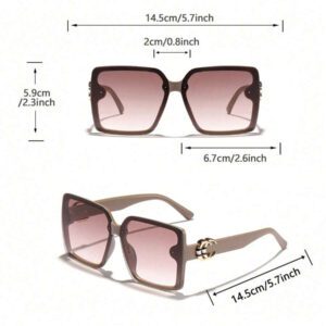 1 pièce Lunettes de style vintage casual pour femmes, cadre carré en métal avec décoration. Convient aux tenues et comme cadeau. Nouvelle arrivée printemps, décoration des branches, style élégant, monture carrée surdimensionnée