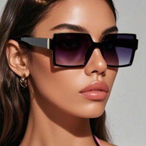 1 pièce Lunettes de mode femme à monture carrée en plastique, style ombré rétro européen et américain, minimaliste de luxe, pour une utilisation quotidienne, les sorties, les vacances. Convient pour la photographie de rue, les fêtes, les vacances à la plage, l'extérieur et les voyages.