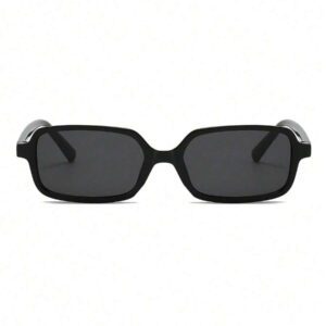 1 pièce lunettes de mode femme à monture rectangulaire noire en PC, style simple de couleur unie, style de rue pour les vacances, convient pour un port quotidien