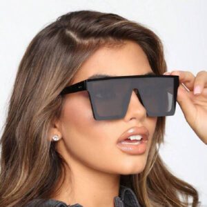 1 pièce Lunettes de mode surdimensionnées pour femmes, lunettes de sport noires populaires en Europe et en Amérique pour le style Y2K Fest Music Fest, pour l'été, la plage, les vacances, les sorties, les voyages, le style preppy pour la rentrée scolaire