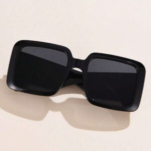 1 pièce Lunettes de mode en plastique carrées surdimensionnées au style rétro avec décoration métallique, convient pour l'extérieur, la rue, les fêtes, les vacances d'été à la plage, l'extérieur, les voyages