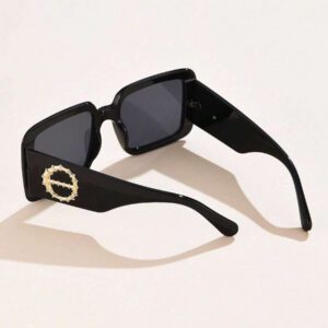 1 pièce Lunettes de mode en plastique carrées surdimensionnées au style rétro avec décoration métallique, convient pour l'extérieur, la rue, les fêtes, les vacances d'été à la plage, l'extérieur, les voyages