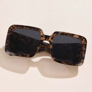 1 pièce Lunettes de mode en plastique carrées surdimensionnées au style rétro avec décoration métallique, convient pour l'extérieur, la rue, les fêtes, les vacances d'été à la plage, l'extérieur, les voyages