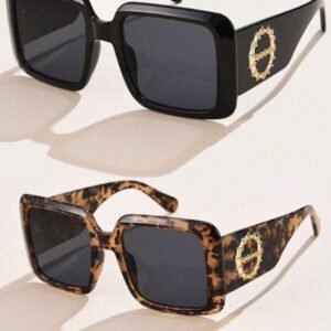 1 pièce Lunettes de mode en plastique carrées surdimensionnées au style rétro avec décoration métallique, convient pour l'extérieur, la rue, les fêtes, les vacances d'été à la plage, l'extérieur, les voyages