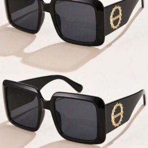 1 pièce Lunettes de mode en plastique carrées surdimensionnées au style rétro avec décoration métallique, convient pour l'extérieur, la rue, les fêtes, les vacances d'été à la plage, l'extérieur, les voyages