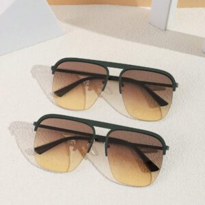 1/2 pièce métal femme forme aviateur à la mode pour sortie quotidienne, accessoires de plage. Verres teintés, basiques pour tenues femme automne hiver, décontracté chic, cadeaux pour vacances à la plage, extérieur, voyage. Style vintage, monture surdimensionnée pour les sorties, la rentrée scolaire