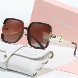 Lunettes de soleil pour femmes RIVSAR, avec un grand cadre métallique et une branche en forme de serpent. Des lunettes de soleil pour l'extérieur, la conduite, le vélo, la pêche pour les vacances d'été à la plage, l'extérieur et les voyages.