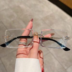 1 pièce/2 pièces Lunettes de mode carrées sans bord dégradées pour femmes pour un usage quotidien, vacances à la plage, extérieur, voyage