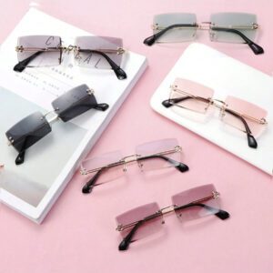 1 pièce/2 pièces Lunettes de mode carrées sans bord dégradées pour femmes pour un usage quotidien, vacances à la plage, extérieur, voyage
