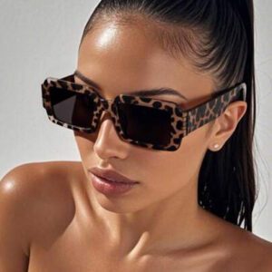 1/3/4/5 paires de lunettes de mode style bohème rectangulaires imprimé léopard unisexe, convenant pour la rue, les voyages, la pêche, les sports, les festivals, la plage, la conduite, les vacances, les activités extérieures, les fêtes