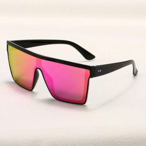 1 pièce Nouvelles lunettes à monture carrée surdimensionnée, mode d'été. Style punk avec verres colorés miroirs liés. Design unisexe à la mode pour la plage, les sports, les fêtes et les sorties casual. Parfait pour les vacances d'été, les activités en plein air et les voyages.