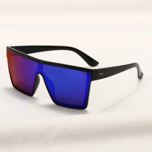 1 pièce Nouvelles lunettes à monture carrée surdimensionnée, mode d'été. Style punk avec verres colorés miroirs liés. Design unisexe à la mode pour la plage, les sports, les fêtes et les sorties casual. Parfait pour les vacances d'été, les activités en plein air et les voyages.